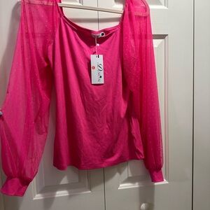 Women's Pink Sheer Sleeve Top